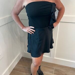 The Limited Black‎ Strapless Top with Ruffle